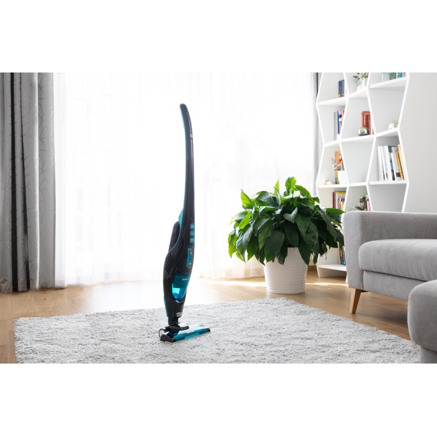 Sencor - Vertikālais putekļu sūcējs ar elektrisko rotējošo birsti 2in1 80W/14,4V 2200 mAh melns/zils