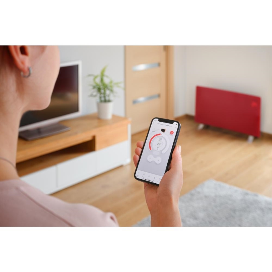 Sencor - Viedais elektriskais tiešsildītājs/konvektors 1200/2400W/230V IP24 Wi-Fi sarkans