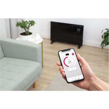 Sencor - Viedais elektriskais konvektors/sildītājs 2000W/230V IP24 Wi-Fi melns + tālvadības pults