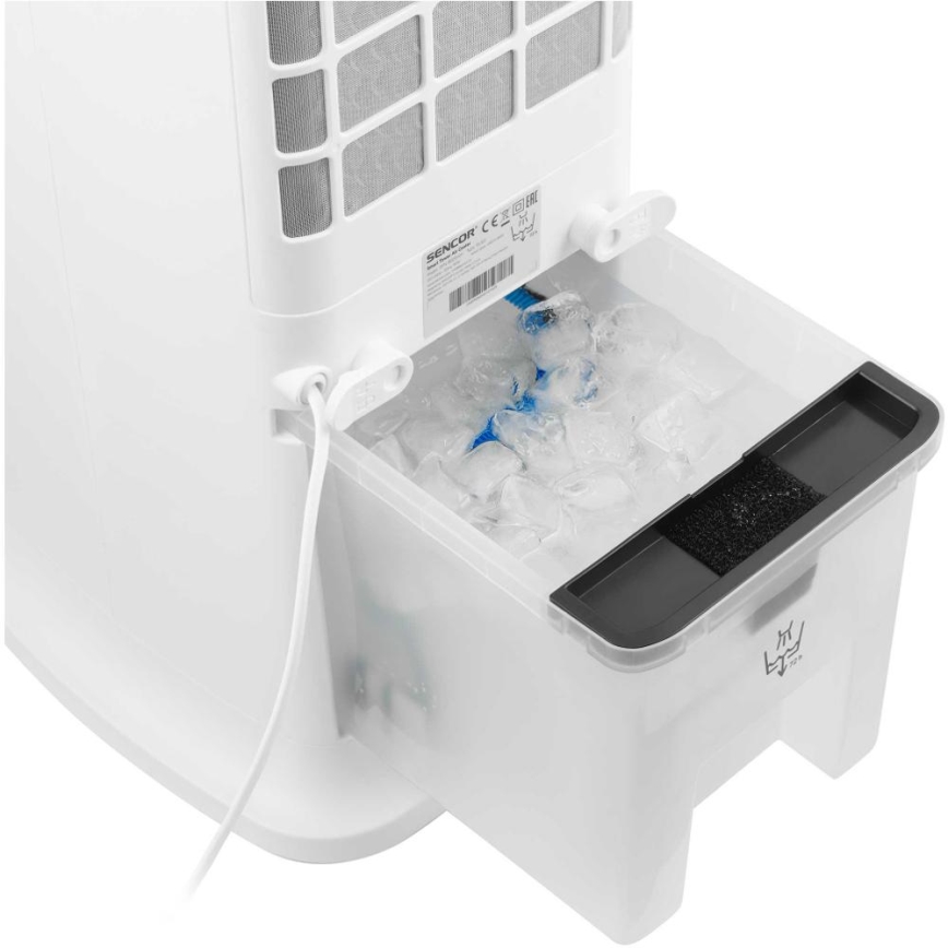 Sencor - Viedais mobilais gaisa dzesētājs 60W/230V Wi-Fi balta + tālvadības pults