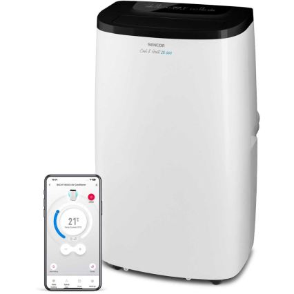 Sencor - Viedais pārnēsājamais gaisa kondicionieris 4 vienā ar pilnu piederumu komplektu 1750W/230V 18000 BTU Wi‑Fi balts + tālvadības pults