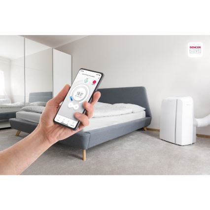 Sencor - Viedais mobilais gaisa kondicionieris 3in1, ieskaitot visus piederumus 1450W/230V 12000 BTU Wi-Fi balta + tālvadības pults