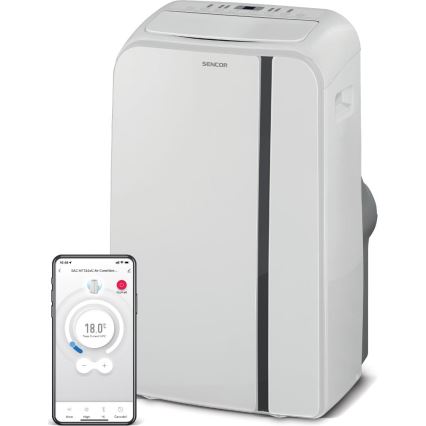 Sencor - Viedais mobilais gaisa kondicionieris 3in1, ieskaitot visus piederumus 1450W/230V 12000 BTU Wi-Fi balta + tālvadības pults