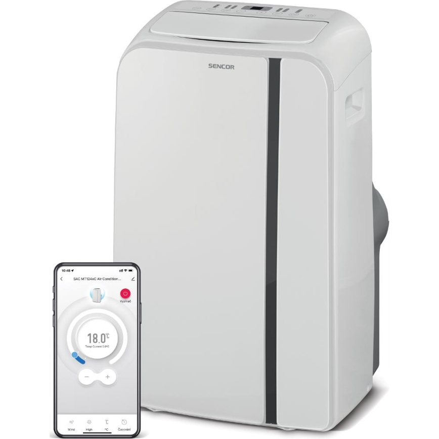 Sencor - Viedais mobilais gaisa kondicionieris 3in1, ieskaitot visus piederumus 1450W/230V 12000 BTU Wi-Fi balta + tālvadības pults