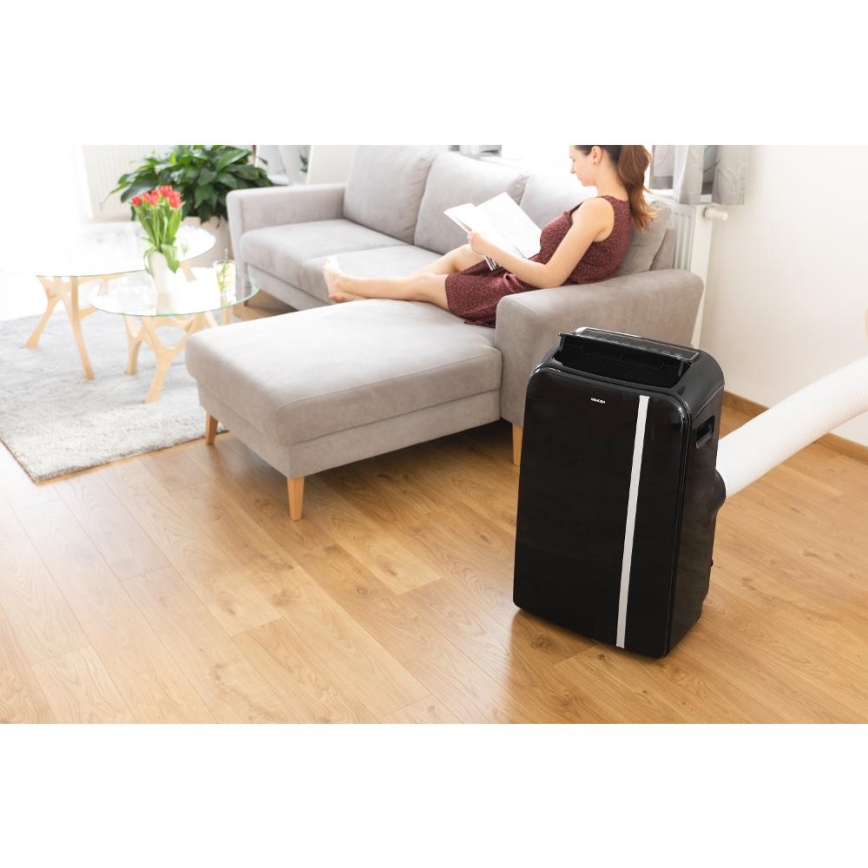Sencor - Viedais mobilais gaisa kondicionieris 3in1, ieskaitot visus piederumus 1450W/230V 12000 BTU Wi-Fi melna + tālvadības pults
