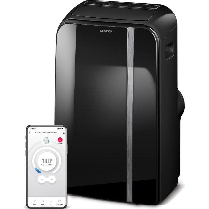 Sencor - Viedais mobilais gaisa kondicionieris 3in1, ieskaitot visus piederumus 1450W/230V 12000 BTU Wi-Fi melna + tālvadības pults