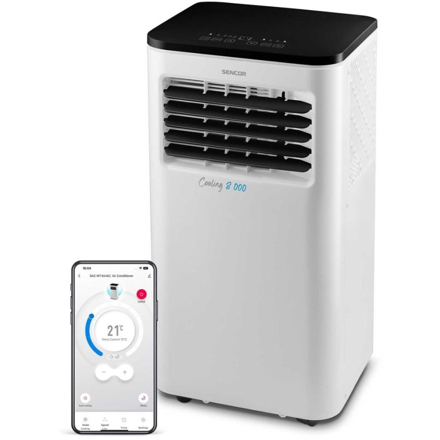 Sencor - Viedais mobilais gaisa kondicionieris 3in1, ieskaitot visus piederumus 805W/230V 8000 BTU Wi-Fi + tālvadības pults