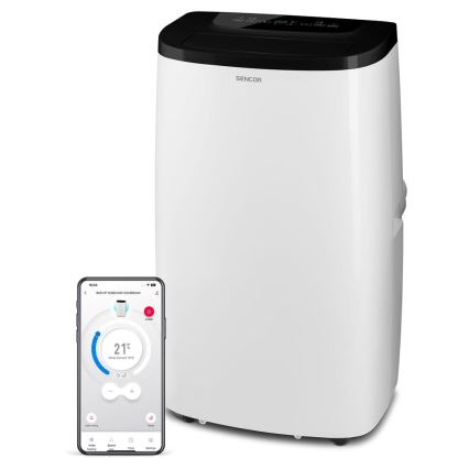 Sencor - Vieds portatīvais gaisa kondicionieris 4 vienā ar pilnu piederumu komplektu 1700W/230V 12000 BTU Wi‑Fi balts + tālvadības pults