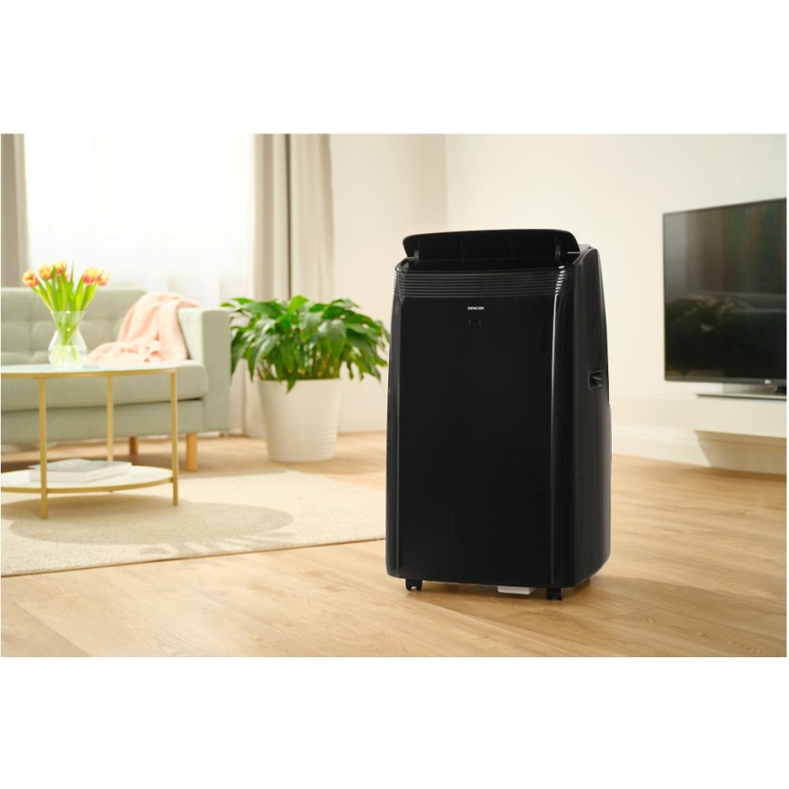 Sencor - Viedais mobilais gaisa kondicionieris iekļauti visi piederumi 900W/230V 9000 BTU Wi-Fi melna + tālvadības pults