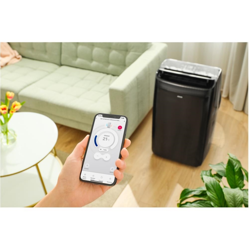 Sencor - Viedais mobilais gaisa kondicionieris iekļauti visi piederumi 900W/230V 9000 BTU Wi-Fi melna + tālvadības pults