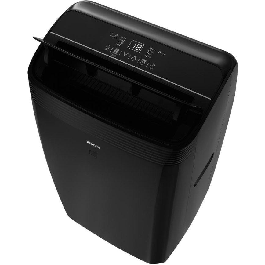 Sencor - Viedais mobilais gaisa kondicionieris iekļauti visi piederumi 900W/230V 9000 BTU Wi-Fi melna + tālvadības pults