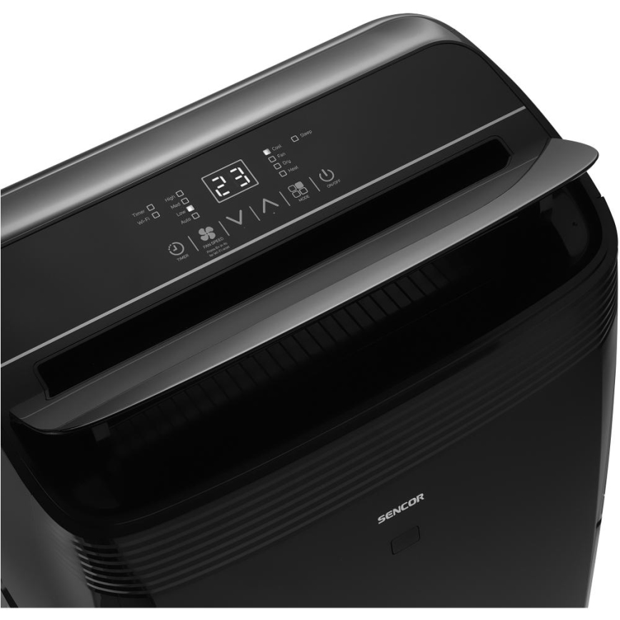 Sencor - Viedais mobilais gaisa kondicionieris iekļauti visi piederumi 900W/230V 9000 BTU Wi-Fi melna + tālvadības pults