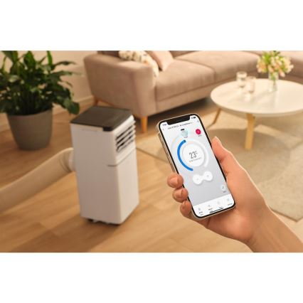 Sencor - Viedais pārnēsājamais gaisa kondicionieris 3 vienā ar pilnu piederumu komplektu 760W/230V 7000 BTU Wi-Fi balts + tālvadības pults