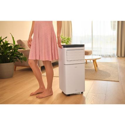 Sencor - Viedais pārnēsājamais gaisa kondicionieris 3 vienā ar pilnu piederumu komplektu 760W/230V 7000 BTU Wi-Fi balts + tālvadības pults
