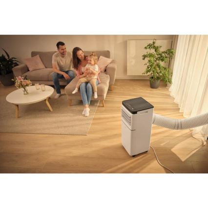 Sencor - Viedais pārnēsājamais gaisa kondicionieris 3 vienā ar pilnu piederumu komplektu 760W/230V 7000 BTU Wi-Fi balts + tālvadības pults