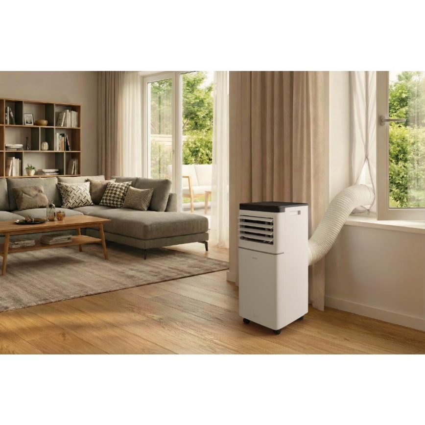 Sencor - Viedais pārnēsājamais gaisa kondicionieris 3 vienā ar pilnu piederumu komplektu 760W/230V 7000 BTU Wi-Fi balts + tālvadības pults
