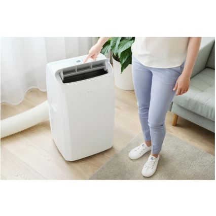 Sencor - Viedais portatīvais gaisa kondicionieris 5‑vienā ar pilnu piederumu komplektu, 733W/230V, 9000 BTU, Wi‑Fi, balts + tālvadība