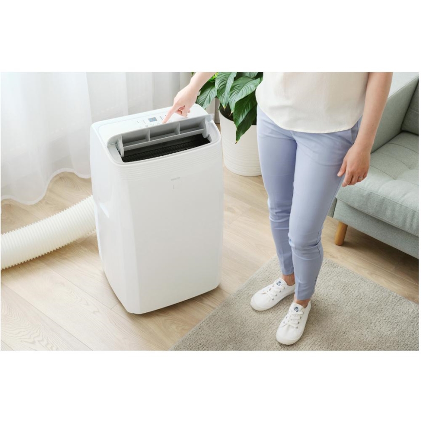 Sencor - Viedais portatīvais gaisa kondicionieris 5‑vienā ar pilnu piederumu komplektu, 733W/230V, 9000 BTU, Wi‑Fi, balts + tālvadība