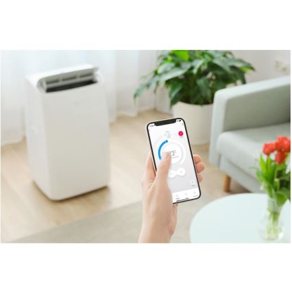 Sencor - Viedais portatīvais gaisa kondicionieris 5‑vienā ar pilnu piederumu komplektu, 733W/230V, 9000 BTU, Wi‑Fi, balts + tālvadība