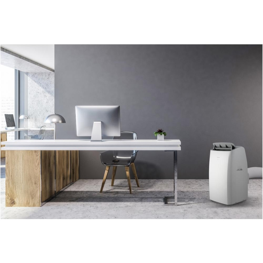 Sencor - Viedais portatīvais gaisa kondicionieris 5‑vienā ar pilnu piederumu komplektu, 733W/230V, 9000 BTU, Wi‑Fi, balts + tālvadība