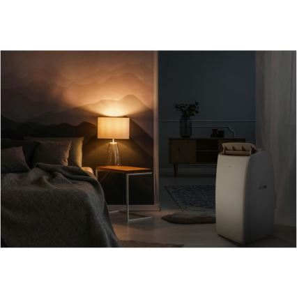 Sencor - Viedais portatīvais gaisa kondicionieris 5‑vienā ar pilnu piederumu komplektu, 733W/230V, 9000 BTU, Wi‑Fi, balts + tālvadība