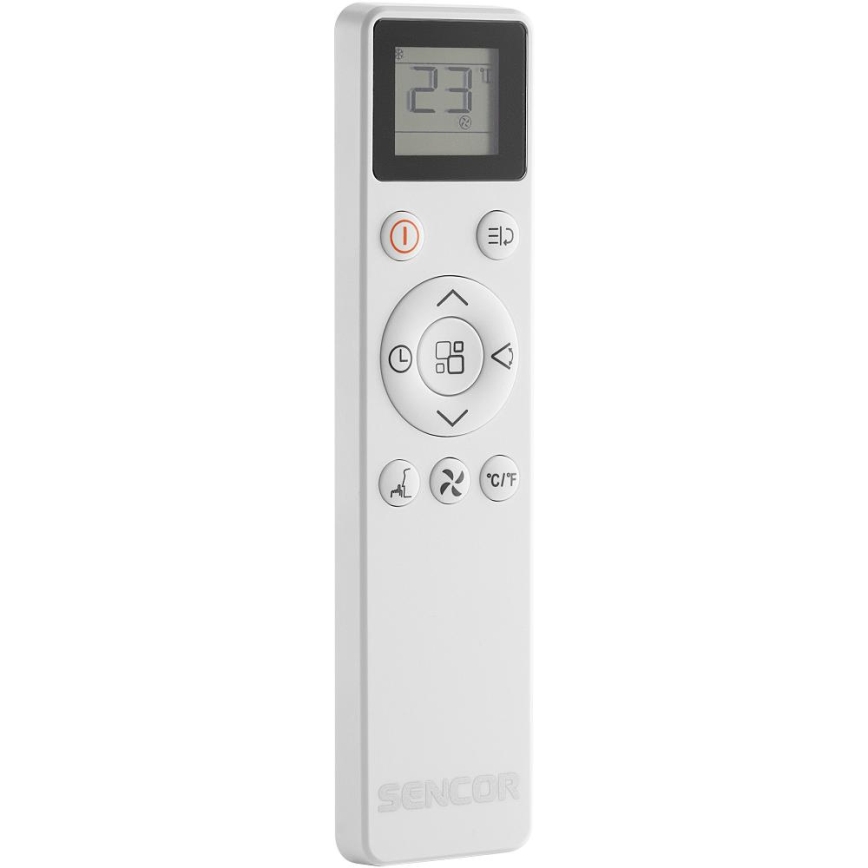 Sencor - Viedais portatīvais gaisa kondicionieris 5‑vienā ar pilnu piederumu komplektu, 733W/230V, 9000 BTU, Wi‑Fi, balts + tālvadība