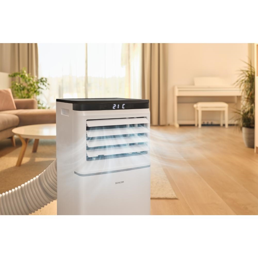 Sencor - Viedais portatīvais gaisa kondicionieris 3-in-1 ar pilnu piederumu komplektu 1020W/230V 10000 BTU Wi-Fi balts + tālvadība