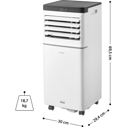 Sencor - Viedais portatīvais gaisa kondicionieris 3-in-1 ar pilnu piederumu komplektu 1020W/230V 10000 BTU Wi-Fi balts + tālvadība