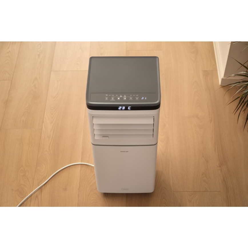 Sencor - Viedais portatīvais gaisa kondicionieris 3 vienā, ieskaitot pilnu piederumu komplektu 815W/230V 8000 BTU Wi-Fi balts + tālvadības pults