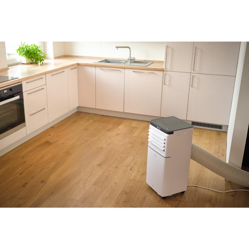Sencor - Viedais portatīvais gaisa kondicionieris 3 vienā, ieskaitot pilnu piederumu komplektu 815W/230V 8000 BTU Wi-Fi balts + tālvadības pults