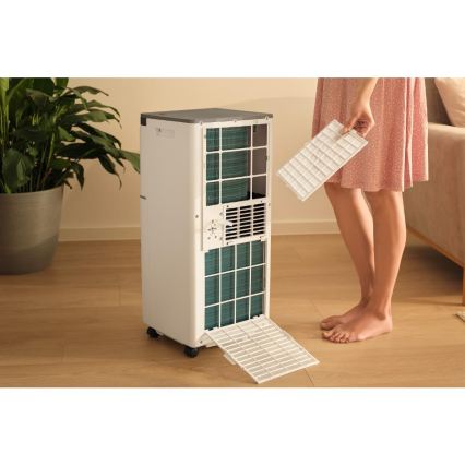 Sencor - Viedais portatīvais gaisa kondicionieris 3 vienā, ieskaitot pilnu piederumu komplektu 815W/230V 8000 BTU Wi-Fi balts + tālvadības pults