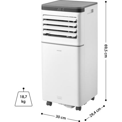 Sencor - Viedais portatīvais gaisa kondicionieris 3 vienā, ieskaitot pilnu piederumu komplektu 815W/230V 8000 BTU Wi-Fi balts + tālvadības pults