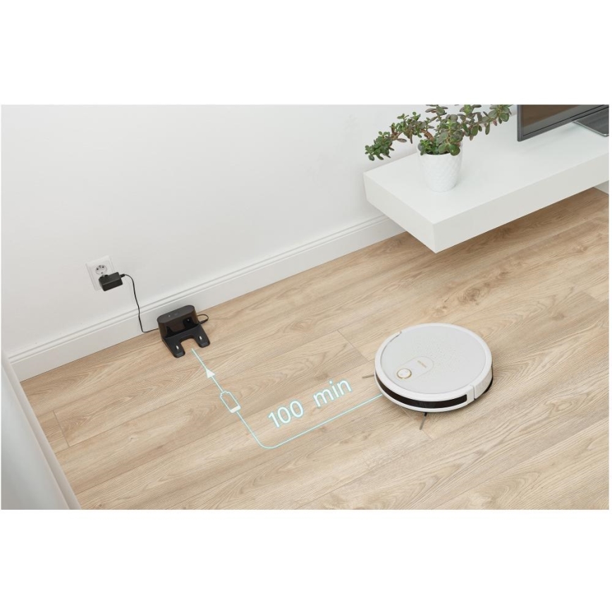 Sencor - Viedais robota putekļu sūcējs ar mopu 2in1 28W/2600 mAh Wi-Fi balta + tālvadības pults