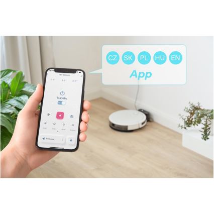 Sencor - Viedais robota putekļu sūcējs ar mopu 2in1 28W/2600 mAh Wi-Fi balta + tālvadības pults