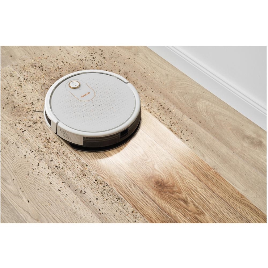 Sencor - Viedais robota putekļu sūcējs ar mopu 2in1 28W/2600 mAh Wi-Fi balta + tālvadības pults