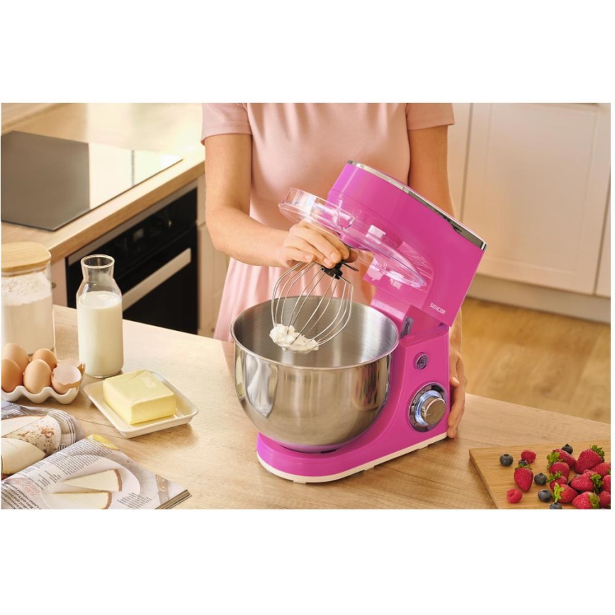 Sencor - Virtuves robots ar nerūsējošā tērauda bļodu 1300W/230V rozā