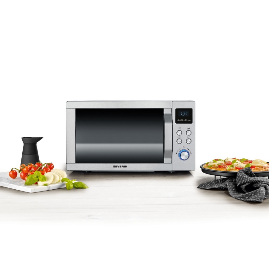 Severin MW 7774 - Mikroviļņu krāsns 3 vienā, 1950 W/230 V, 25 l, nerūsējošais tērauds