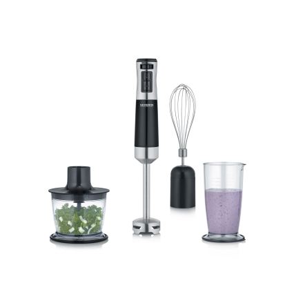 Severin SM 3772 - Rokas blenderis ar piederumiem 600W/230V nerūsējošā tērauda/melna