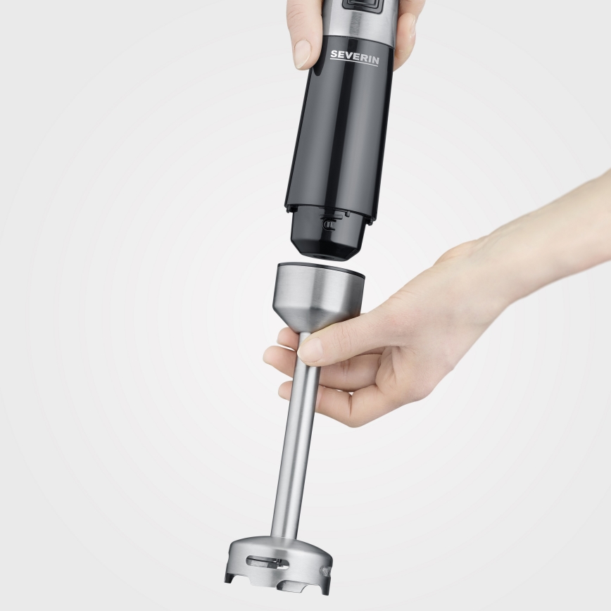 Severin SM 3772 - Rokas blenderis ar piederumiem 600W/230V nerūsējošā tērauda/melna