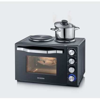 Severin TO 2074 - Konvekcijas cepeškrāsns ar grilu un plāksnēm 2500W/230V 30 l melna