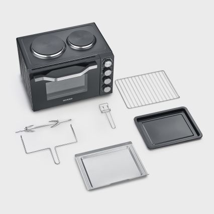 Severin TO 2074 - Konvekcijas cepeškrāsns ar grilu un plāksnēm 2500W/230V 30 l melna