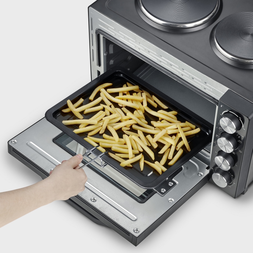 Severin TO 2074 - Konvekcijas cepeškrāsns ar grilu un plāksnēm 2500W/230V 30 l melna