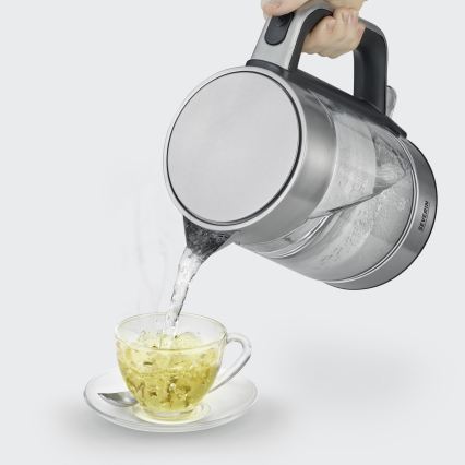 Severin WK 3420 - Ātrā elektriskā tējkanna 1,7 l, 2200 W / 230 V, nerūsējošais tērauds/stikls