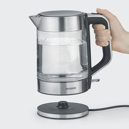 Severin WK 3420 - Ātrā elektriskā tējkanna 1,7 l, 2200 W / 230 V, nerūsējošais tērauds/stikls
