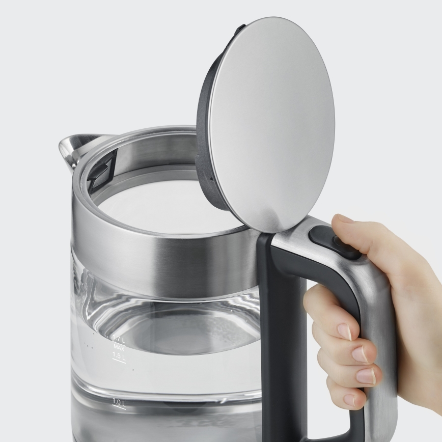 Severin WK 3420 - Ātrā elektriskā tējkanna 1,7 l, 2200 W / 230 V, nerūsējošais tērauds/stikls