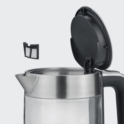 Severin WK 3420 - Ātrā elektriskā tējkanna 1,7 l, 2200 W / 230 V, nerūsējošais tērauds/stikls