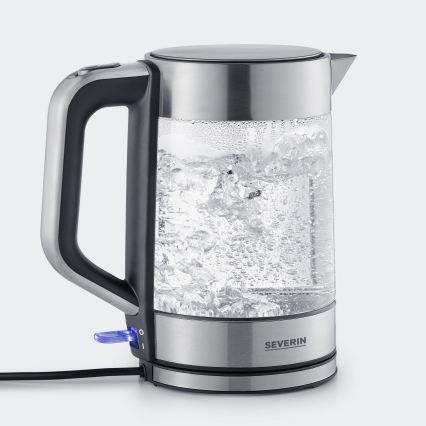 Severin WK 3420 - Ātrā elektriskā tējkanna 1,7 l, 2200 W / 230 V, nerūsējošais tērauds/stikls