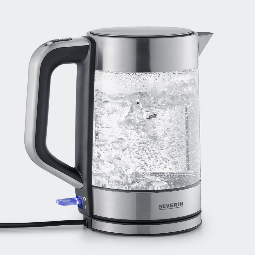 Severin WK 3420 - Ātrā elektriskā tējkanna 1,7 l, 2200 W / 230 V, nerūsējošais tērauds/stikls