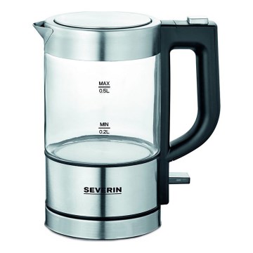 Severin WK 3472 - Ātrvārāmā tējkanna 0,5 l, 1100 W/230 V, nerūsējošais tērauds/stikls