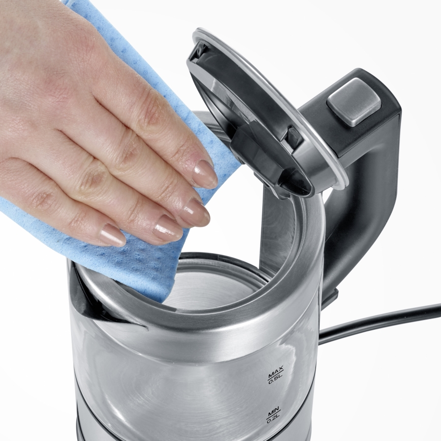 Severin WK 3472 - Ātrvārāmā tējkanna 0,5 l, 1100 W/230 V, nerūsējošais tērauds/stikls